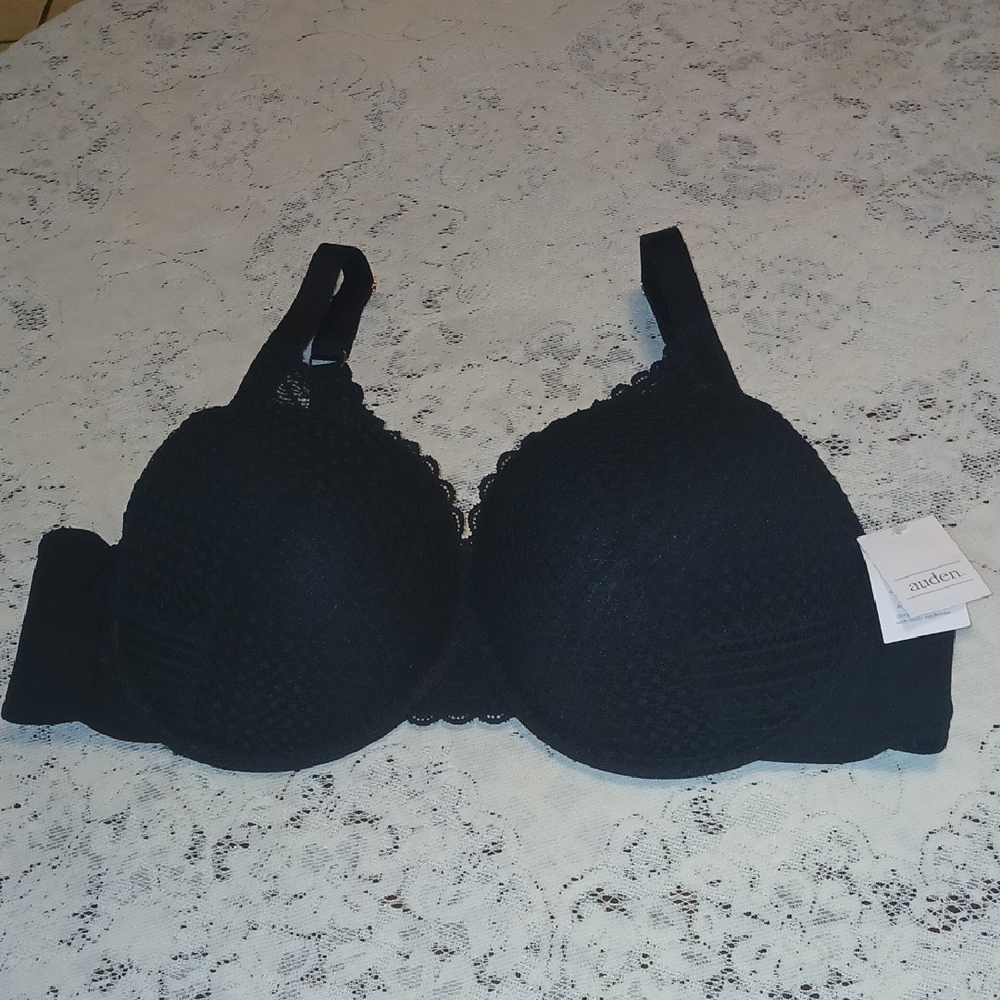 Auden Elegant Black Textured Lace Bra sz.46C